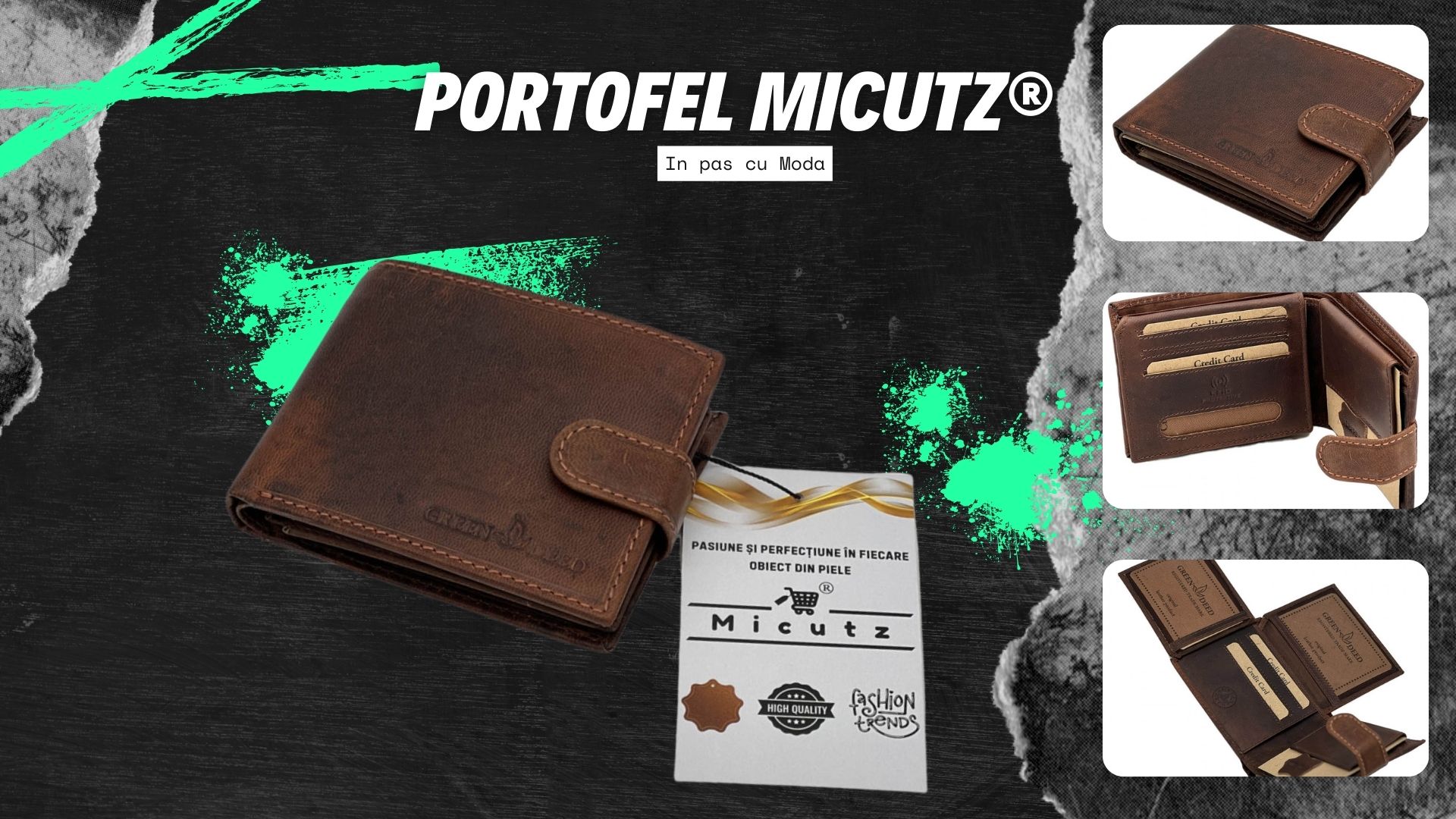 portofel maro caramiziu pentru barbati din piele naturala